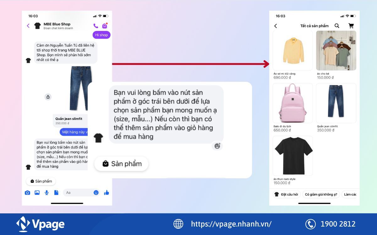 Tự động inbox vào Messenger khi khách nhắn tin